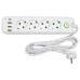 Мережевий фільтр-подовжувач 4 розетки 3xUSB-A 1xUSB-C 3м білий HP-5-37