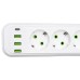 Мережевий фільтр-подовжувач 4 розетки 3xUSB-A 1xUSB-C 3м білий HP-5-37