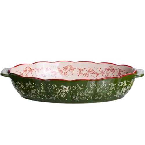 Форма для запікання Vintage 30×18×5 (см) овальна форма для випікання в духовці з ручками Зелена HM05-02 Форма для запікання Vintage 30×18×5 (см) овальна форма для випікання в духовці з ручками Зелена HM05-02