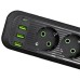 Мережевий фільтр-подовжувач 4 розетки 3xUSB-A 1xUSB-C 3м чорний HP-5-38M