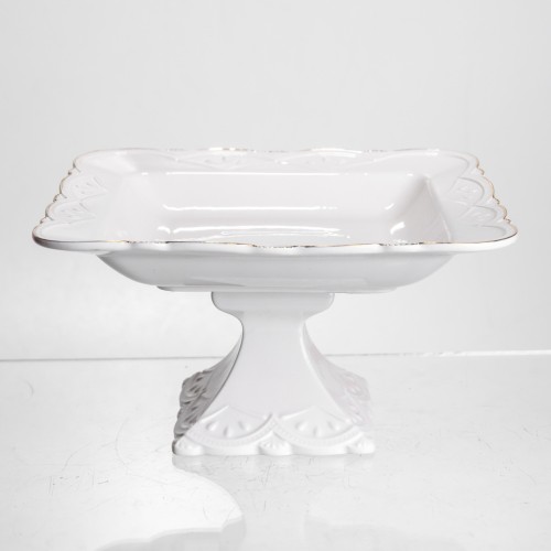 Фруктовниця на ніжці White Square 21.5*21.5 см порцелянова квадратна Yiwu 120-YH-HG057