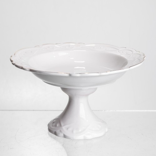 Фруктовниця на ніжці White Square 21.5 см порцелянова кругла Yiwu 120-YH-HG056