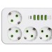 Мережевий фільтр-подовжувач 5 розеток 4xUSB-A 1xUSB-C 3м білий HP-5-49