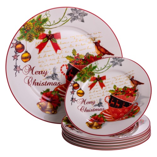 Набір новорічних тарілок з порцеляни Merry Christmas 7 (шт) Ø26.5/19 см Yiwu HP-SDHK-13 Набір новорічних тарілок з порцеляни Merry Christmas 7 (шт) Ø26.5/19 см Yiwu HP-SDHK-13