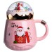 Чашка порцелянова з кришкою Christmas 400 (мл) Рожева Yiwu FM-CS-41C