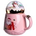 Чашка порцелянова з кришкою Christmas 400 (мл) Рожева Yiwu FM-CS-41C