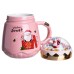 Чашка порцелянова з кришкою Christmas 400 (мл) Рожева Yiwu FM-CS-41C