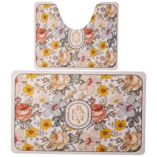 Набір килимків для ванни Flowers 2 штуки 80*50 см/50*40 см діатомітових Yiwu HP-42-174 Набір килимків для ванни Flowers 2 штуки 80*50 см/50*40 см діатомітових Yiwu HP-42-174