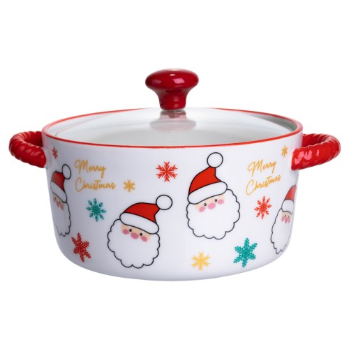 Супниця порцелянова Santa новорічна  800 (мл) з кришкою Yiwu FM-CS-9A