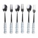Набір десертних виделок і ложок на 3 персони з підставкою з порцелянау 7 предметів Блакитний HP-20-57 Набір десертних виделок і ложок на 3 персони з підставкою з порцелянау 7 предметів Блакитний HP-20-57
