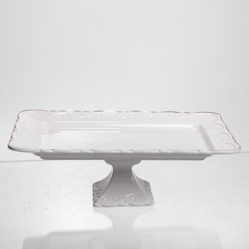 Тортівниця на ніжці White Square 25.5 *25.5  см порцелянова квадратна Yiwu 120-YH-HG062