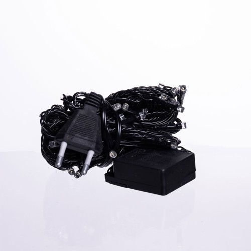Новорічна кімнатна гірлянда нитка 6 м 50 LED чорний провід Білий W50LED6MBW Новорічна кімнатна гірлянда нитка 6 м 50 LED чорний провід Білий W50LED6MBW