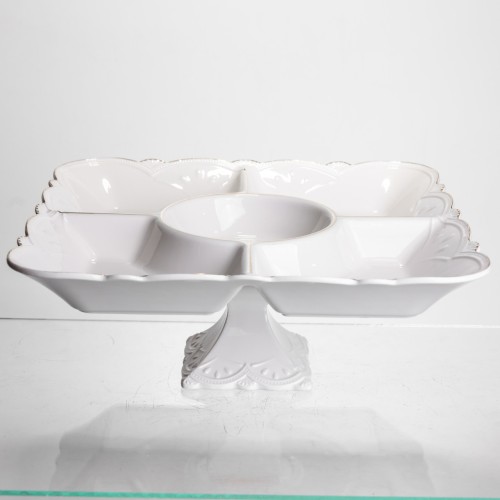 Менажниця на ніжці White Square 31.5*31.5 см порцелянова на 5 секцій Yiwu 120-YH-HG058 Менажниця на ніжці White Square 31.5*31.5 см порцелянова на 5 секцій Yiwu 120-YH-HG058