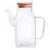 Скляна пляшка для олії 750 мл з ручкою та бамбуковою кришкою HP-34-4