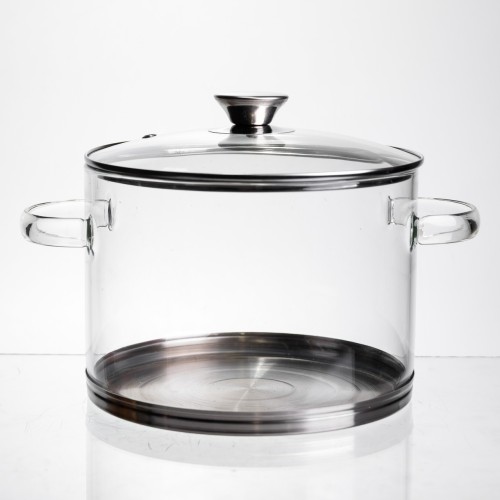 Каструля з боросилікатного скла 4,5 л з металевим дном Yiwu HP-GP-22 Каструля з боросилікатного скла 4,5 л з металевим дном Yiwu HP-GP-22