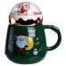 Чашка порцелянова з кришкою Christmas 400 (мл) Зелена Yiwu FM-CS-41A