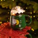 Чашка порцелянова з кришкою Christmas 400 (мл) Зелена Yiwu FM-CS-41A