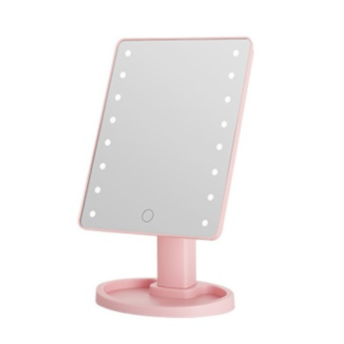 Дзеркало косметичне 21х16 см 16 LED Чорне HP-10-3AP
