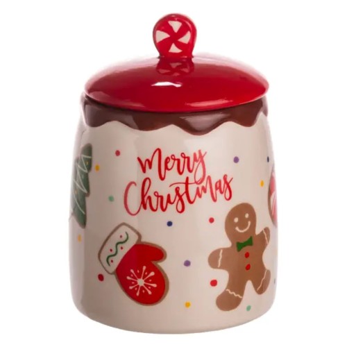 Банка для сипучих продуктів з кришкою з порцеляни 9×13 (см) Merry Christmas CR-1-42 Банка для сипучих продуктів з кришкою з порцеляни 9×13 (см) Merry Christmas CR-1-42
