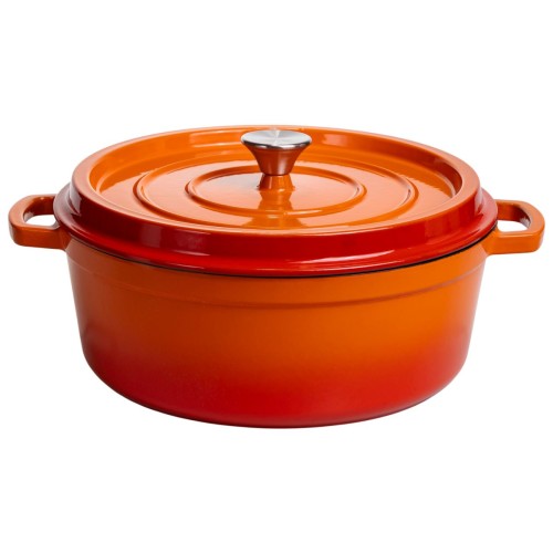 Кокотниця чавунна емальована 7,5 л, помаранчевий Yiwu HP-FLG-7 ORANGE