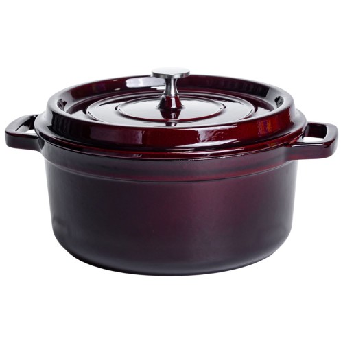 Кокотниця чавунна емальована 4,5 л, бургунді Yiwu HP-FLG-11 burgundy Кокотниця чавунна емальована 4,5 л, бургунді Yiwu HP-FLG-11 burgundy