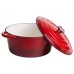 Каструля чавунна емальована 6,5 л, червоний Yiwu HP-FLG-3 RED