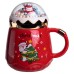 Чашка порцелянова з кришкою Christmas 400 (мл) Червона Yiwu FM-CS-41D