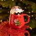 Чашка порцелянова з кришкою Christmas 400 (мл) Червона Yiwu FM-CS-41D