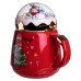 Чашка порцелянова з кришкою Christmas 400 (мл) Червона Yiwu FM-CS-41D
