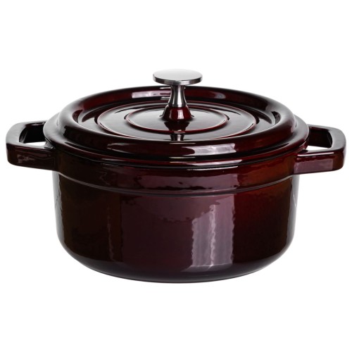 Кокотниця чавунна емальована 2 л, бургунді Yiwu HP-FLG-8 burgundy