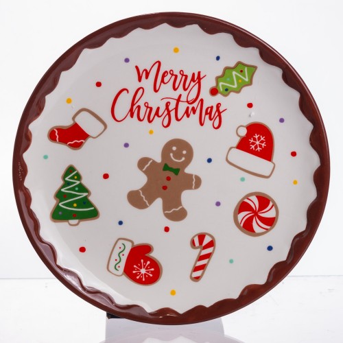 Новорічна тарілка з порцеляни Merry Christmas Ø21 см CR-1-40