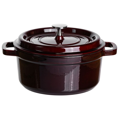 Кокотниця чавунна емальована 2,5 л, бургунді Yiwu HP-FLG-9 burgundy Кокотниця чавунна емальована 2,5 л, бургунді Yiwu HP-FLG-9 burgundy
