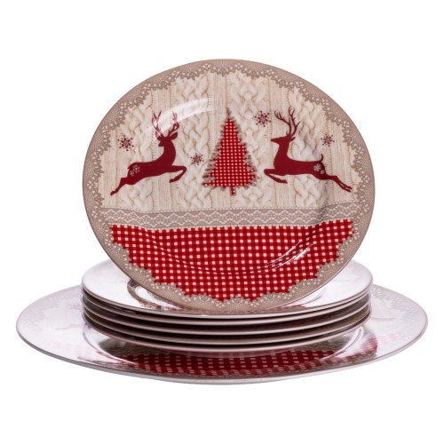 Набір новорічних порцелянових тарілок Christmas Magic (7 шт) Ø26.5/19 см Yiwu HP-SDHK-12