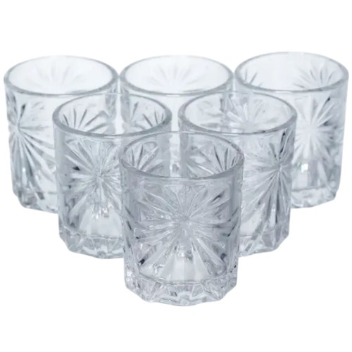 Набір чарок для настоянок Rocks Glass 6 штук по 75 мл з рельєфним візерунком HP-17-8 Набір чарок для настоянок Rocks Glass 6 штук по 75 мл з рельєфним візерунком HP-17-8
