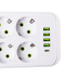 Мережевий фільтр подовжувач F06U на 6 розеток 4 USB 1 Type-C та кнопкою відключення 3 м Білий HP-5-23